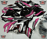 Pink, Black, White and Red Shark Fairing Kit for a 2018, 2019, 2020, 2021, 2022 & 2023 Kawasaki Ninja 400 motorcycle at KingsMotorcycleFairings.com