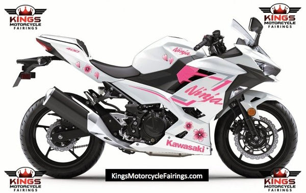 Fairings | Kawasaki Ninja 400 (2018-2023) White, Pink Flower