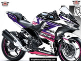 White, Purple and Pink Fairing Kit for a 2018, 2019, 2020, 2021, 2022 & 2023 Kawasaki Ninja 400 motorcycle at KingsMotorcycleFairings.com