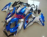 Blue, White and Red Fairing Kit with a Blue Nose for a 2008, 2009, & 2010 Suzuki GSX-R600 motorcycle