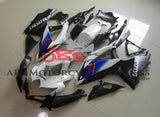 White, Blue and Matte Black Fairing Kit for a 2008, 2009 & 2010 Suzuki GSX-R750 motorcycle