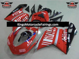 Red, Silver, Black and White Striped Fairing Kit for a 2007, 2008, 2009, 2010, 2011 & 2012 Ducati 1198 motorcycle