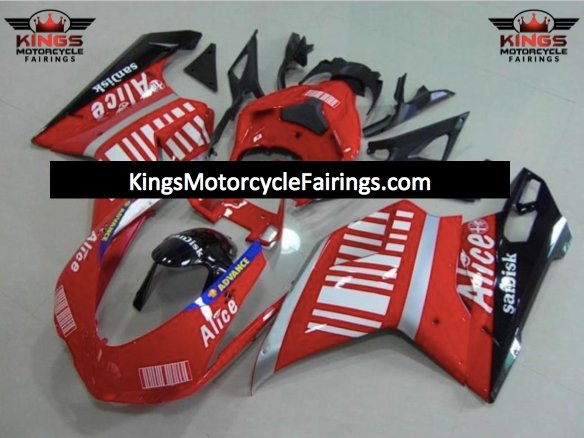 Ducati 1098 (2007-2012) Red, Silver, Black & White Striped Fairings