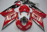 Red, Silver, Black & White Striped Alice Fairing Kit for a 2007, 2008, 2009, 2010, 2011 & 2012 Ducati 1198 motorcycle