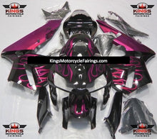 Black and Hot Pink Flame Fairing Kit for a 2005 and 2006 Honda CBR600RR motorcycle