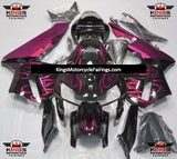 Black and Hot Pink Flame Fairing Kit for a 2005 and 2006 Honda CBR600RR motorcycle