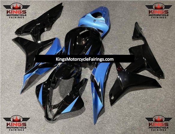 Black and Light Blue Fairing Kit for a 2007 and 2008 Honda CBR600RR motorcycle.