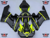 Black and Neon Yellow Fairing Kit for a 2004 and 2005 Honda CBR1000RR motorcycle