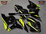 Black and Neon Yellow Stripe Fairing Kit for a 2009, 2010, 2011 & 2012 Honda CBR600RR motorcycle