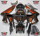 Black and Orange Flame Fairing Kit for a 2005 and 2006 Honda CBR600RR motorcycle
