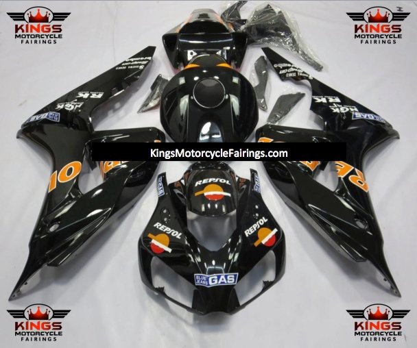 Black and Orange Repsol Fairing Kit for a 2006 & 2007 Honda CBR1000RR motorcycle