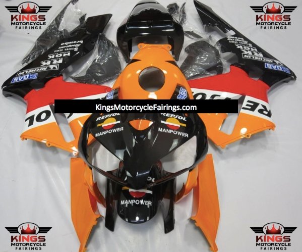 Honda CBR600RR (2005-2006) Black & Orange Repsol ManPower Fairings