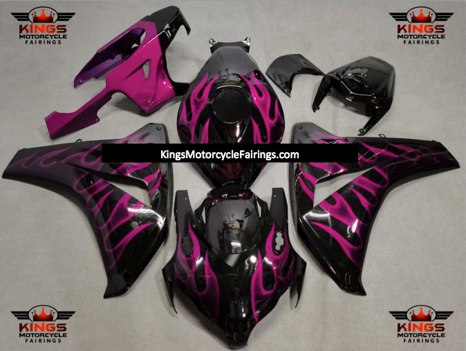 Honda CBR1000RR Fairings (2008-2011) Black, Pink Flame at KingsMotorcycleFairings.com