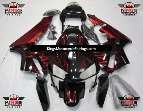 Honda CBR600RR (2003-2004) Black & Red Flame Fairings