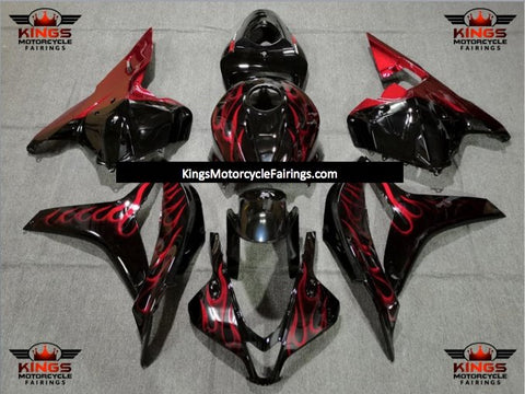 Honda CBR600RR (2009-2012) Black & Red Flame Fairings