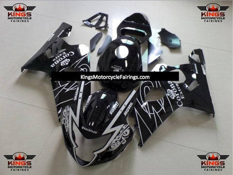 Black and White Tribal Corona Fairing Kit for a 2004 & 2005 Suzuki GSX-R750 motorcycle