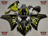 Black and Yellow Flame Fairing Kit for a 2008, 2009, 2010 & 2011 Honda CBR1000RR motorcycle
