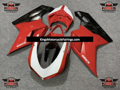 Red, White, Black and Gold Fairing Kit for a 2007, 2008, 2009, 2010, 2011, 2012, 2013 & 2014 Ducati 848 motorcycle