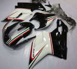 Black, White, Green and Red Fairing Kit for a 2007, 2008, 2009, 2010, 2011 & 2012 Ducati 1198 motorcycle