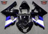 Black, Blue and Silver Fairing Kit for a 2004 & 2005 Suzuki GSX-R750 motorcycle