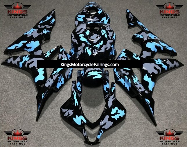 HONDA CBR600RR (2007-2008) BLACK, GRAY & LIGHT BLUE CAMOUFLAGE FAIRINGS at KingsMotorcycleFairings.com