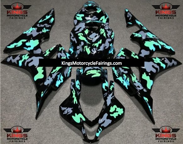 Honda CBR600RR (2007-2008) Black, Gray & Light Green Camouflage Fairings