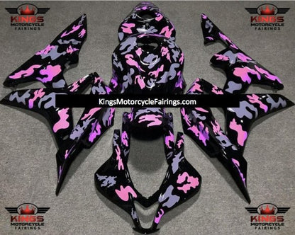 Black, Gray & Pink Camouflage Fairing Kit for a 2007 and 2008 Honda CBR600RR motorcycle