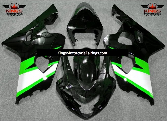 Suzuki GSXR600 (2004-2005) Black, Green & Silver Fairings