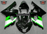 Black, Green and Silver Fairing Kit for a 2004 & 2005 Suzuki GSX-R750 motorcycle