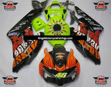 Black, Orange and Green Rossi Fairing Kit for a 2004 and 2005 Honda CBR1000RR motorcycle