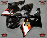 Black, Orange and Silver Fairing Kit for a 2004 & 2005 Suzuki GSX-R750 motorcycle