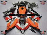 Black, Orange, Red and White Repsol Fairing Kit for a 2007 and 2008 Honda CBR600RR motorcycle