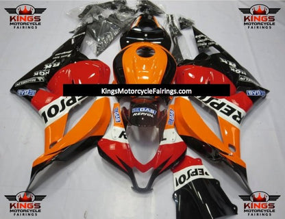 Black, Orange, Red and White Repsol Fairing Kit for a 2009, 2010, 2011 & 2012 Honda CBR600RR motorcycle
