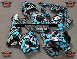 Black, Silver and Light Blue Camouflage Fairing Kit for a 2005 and 2006 Honda CBR600RR motorcycle