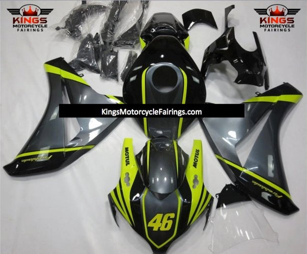 Honda CBR1000RR (2008-2011) Black, Neon Yellow & Silver Fairings