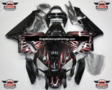Black, Silver and Red Flame Fairing Kit for a 2005 and 2006 Honda CBR600RR motorcycle