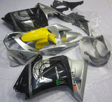 Silver, Black and Yellow Fairing Kit for a 2008, 2009, 2010, 2011, 2012, & 2013 Kawasaki Ninja 250R motorcycle