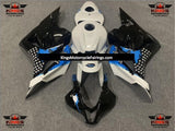 Honda CBR600RR (2009-2012) Black, White & Blue Splatter Fairings
