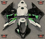 Black, White & Green Splatter Fairing Kit for a 2009, 2010, 2011 & 2012 Honda CBR600RR motorcycle