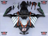 Black, White, Orange and Green Barracuda Fairing Kit for a 2012, 2013, 2014, 2015 & 2016 Honda CBR1000RR motorcycle