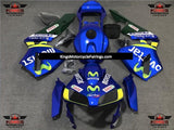 Blue, Yellow and Green MOVISTAR Fairing Kit for a 2003, 2004 Honda CBR600RR motorcycle