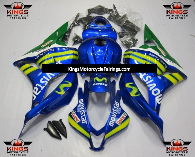 Blue and Green Movistar Fairing Kit for a 2009, 2010, 2011 & 2012 Honda CBR600RR motorcycle