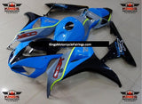 Blue, Black, Gray and Neon Yellow Fairing Kit for a 2006 & 2007 Honda CBR1000RR motorcycle