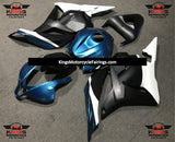 Matte Black, Blue and White Fairing Kit for a 2009, 2010, 2011 & 2012 Honda CBR600RR motorcycle