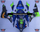 Blue, Green and Black Shark Fairing Kit for a 2007 and 2008 Honda CBR600RR motorcycle