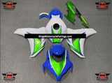 Blue, Green and White Fairing Kit for a 2008, 2009, 2010 & 2011 Honda CBR1000RR motorcycle