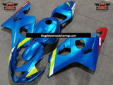 Blue, Neon Yellow, White and Red Motul Fairing Kit for a 2004 & 2005 Suzuki GSX-R600 motorcycle