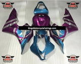Blue, Purple and Silver Captain America Fairing Kit for a 2007 and 2008 Honda CBR600RR motorcycle