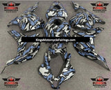 Blue, Silver and Black Camouflage Fairing Kit for a 2009, 2010, 2011 & 2012 Honda CBR600RR motorcycleSilver, Blue and Black Camouflage Fairing Kit for a 2009, 2010, 2011 & 2012 Honda CBR600RR motorcycle