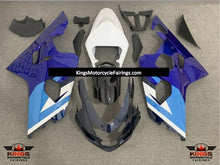 Blue, White, Dark Blue, Light Blue and Black Fairing Kit for a 2004 & 2005 Suzuki GSX-R750 motorcycle